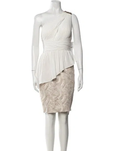 Pre-owned Aidan Mattox Patterned Mini Dress W/ Tags In Neutrals