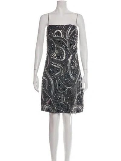 Pre-owned Aidan Mattox Patterned Mini Dress In White