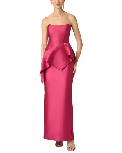 Aidan Mattox Pebble Gazar Long Dress In Pink