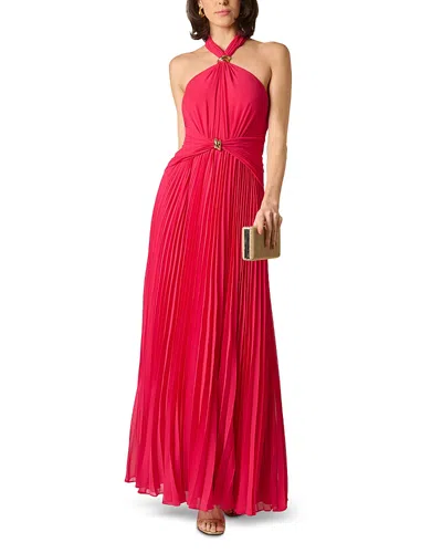 Aidan Mattox Pleated Chiffon Dress In Red