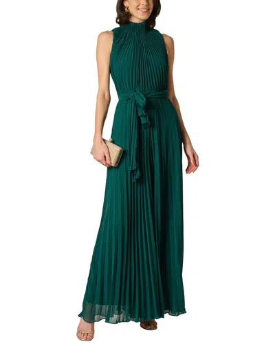 Aidan Mattox Pleated Georgette Jumpsuit In Animal Print
