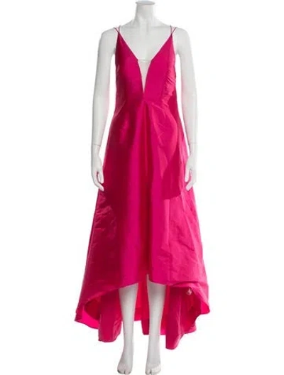 Pre-owned Aidan Mattox Plunge Neckline Long Dress In Pink