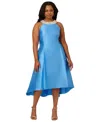 Aidan Mattox Plus Size Mikado High-low Party Dress In Cool Cloud
