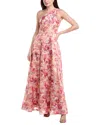Aidan Mattox Printed Jacquard Ballgown In Pink