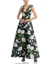 Aidan Mattox Printed Jacquard Ballgown In Green