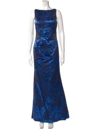 Pre-owned Aidan Mattox Printed Long Dress