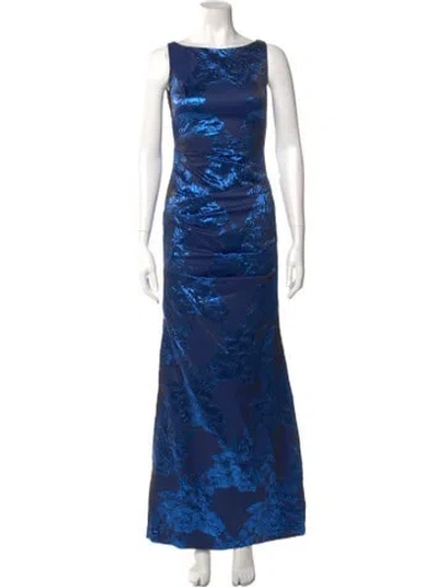 Pre-owned Aidan Mattox Printed Long Dress