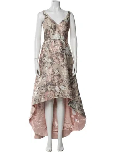 Pre-owned Aidan Mattox Printed Long Dress
