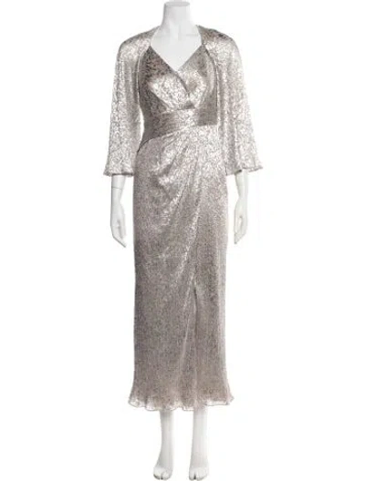 Pre-owned Aidan Mattox Printed Long Dress