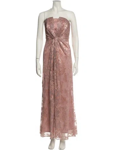 Pre-owned Aidan Mattox Printed Long Dress In Pink