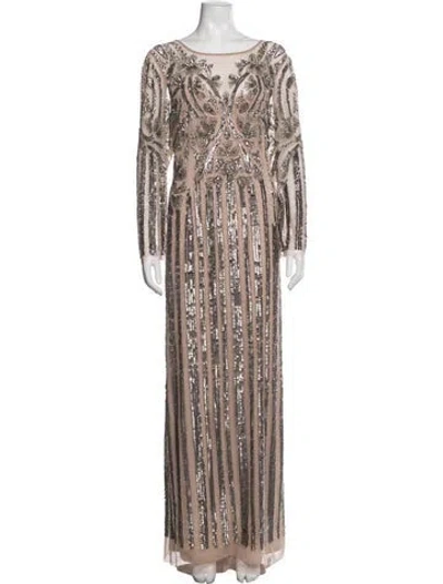 Pre-owned Aidan Mattox Printed Long Dress In Pink