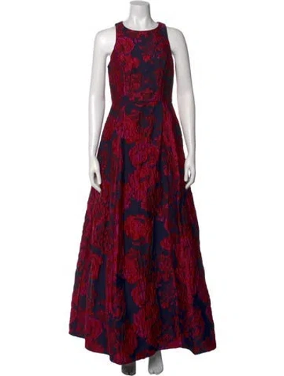 Pre-owned Aidan Mattox Printed Long Dress In Red