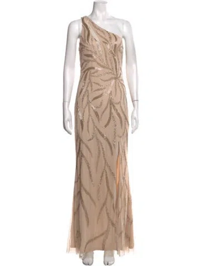 Pre-owned Aidan Mattox Printed Long Dress W/ Tags In Neutrals