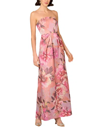 Aidan Mattox Printed Maxi Dress In Ar970-apricot Multi