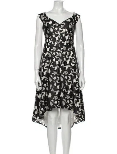 Pre-owned Aidan Mattox Printed Midi Length Dress In Multi