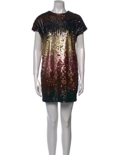 Pre-owned Aidan Mattox Printed Mini Dress In Black