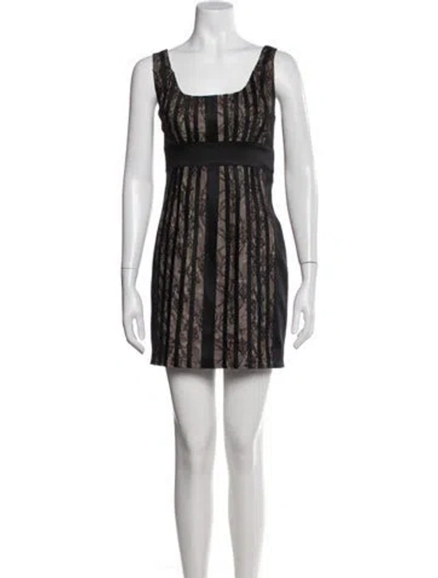 Pre-owned Aidan Mattox Printed Mini Dress In Black