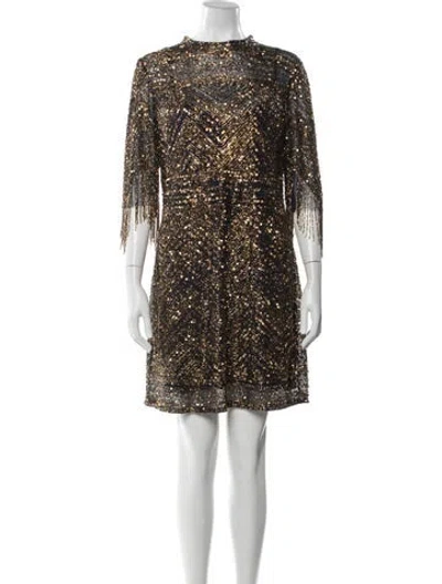 Pre-owned Aidan Mattox Printed Mini Dress In Multi