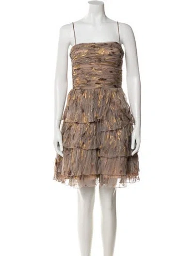 Pre-owned Aidan Mattox Printed Mini Dress In Neutral