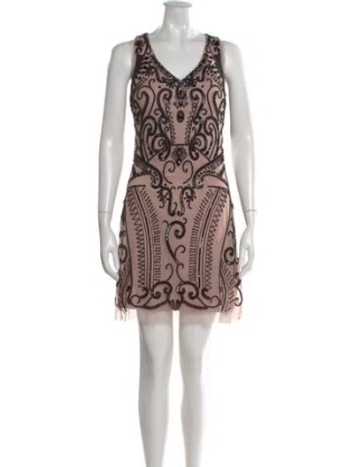 Pre-owned Aidan Mattox Printed Mini Dress In Neutral