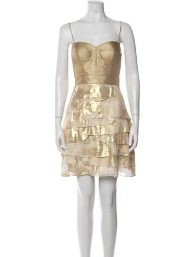 Pre-owned Aidan Mattox Printed Mini Dress In Neutral
