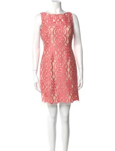 Pre-owned Aidan Mattox Printed Mini Dress In Pink