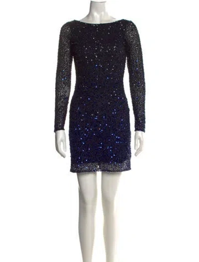 Pre-owned Aidan Mattox Printed Mini Dress W/ Tags In Black