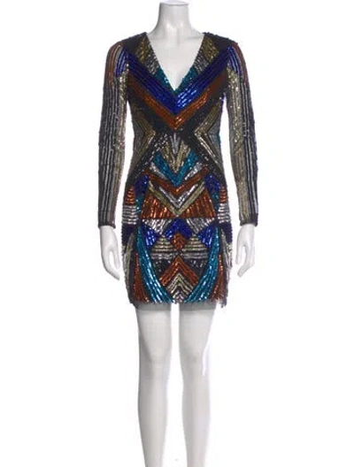 Pre-owned Aidan Mattox Printed Mini Dress W/ Tags In Multi