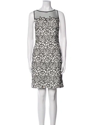 Pre-owned Aidan Mattox Printed Mini Dress In White