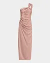 Aidan Mattox Ruched One-shoulder Column Gown