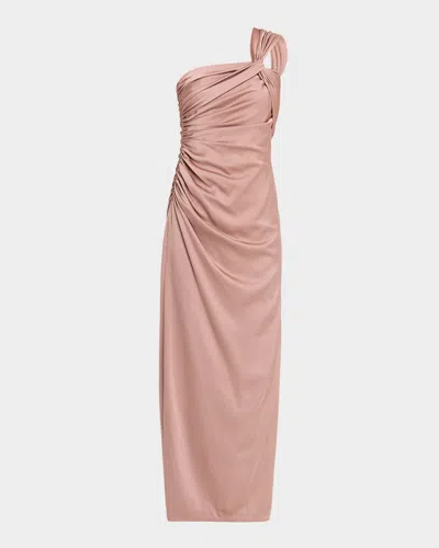 Aidan Mattox Ruched One-shoulder Column Gown