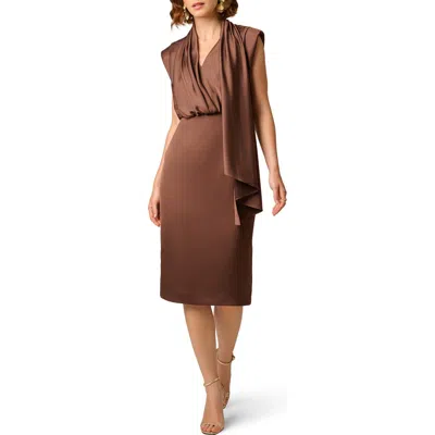 Aidan Mattox Satin Midi Dress In Espresso