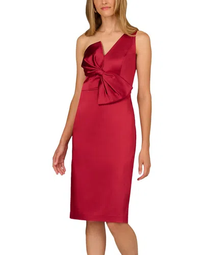 Aidan Mattox Satin Sheath Dress In Red