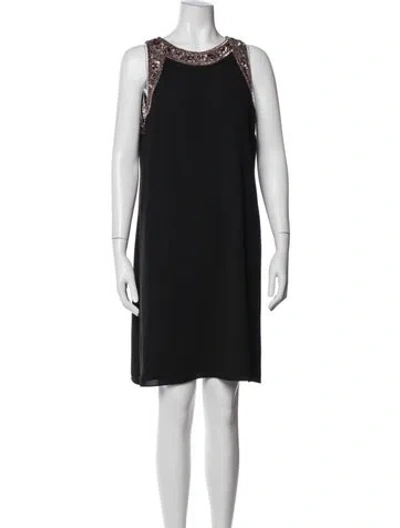 Pre-owned Aidan Mattox Scoop Neck Knee-length Dress In Blue