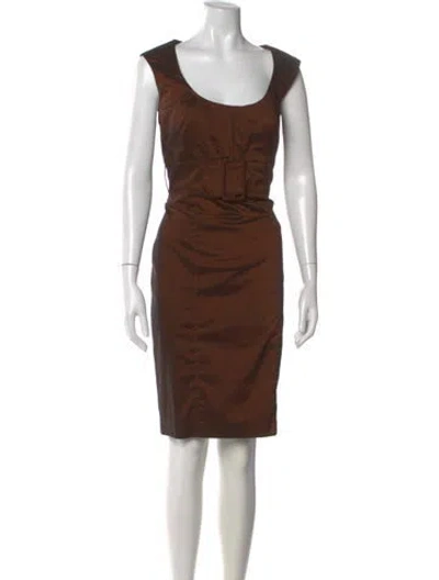Pre-owned Aidan Mattox Scoop Neck Knee-length Dress In Brown