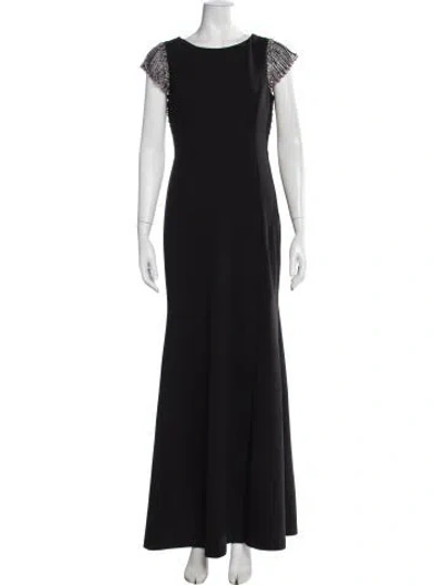 Pre-owned Aidan Mattox Scoop Neck Long Dress In Black