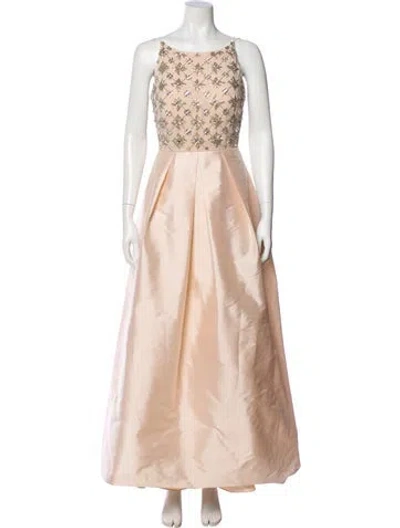 Pre-owned Aidan Mattox Scoop Neck Long Dress In Neutral