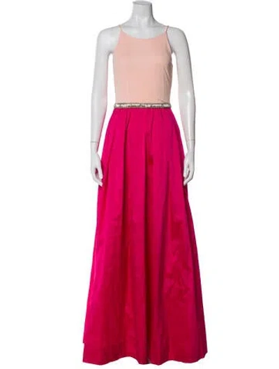 Pre-owned Aidan Mattox Scoop Neck Long Dress In Pink