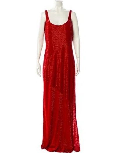 Pre-owned Aidan Mattox Scoop Neck Long Dress In Red