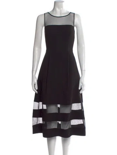 Pre-owned Aidan Mattox Scoop Neck Midi Length Dress In Black