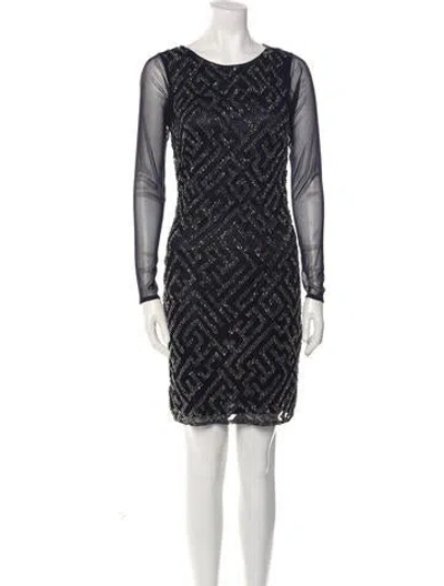Pre-owned Aidan Mattox Scoop Neck Mini Dress In Black
