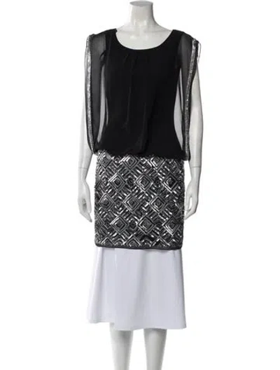 Pre-owned Aidan Mattox Scoop Neck Mini Dress In Black