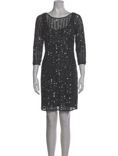 Pre-owned Aidan Mattox Scoop Neck Mini Dress In Black