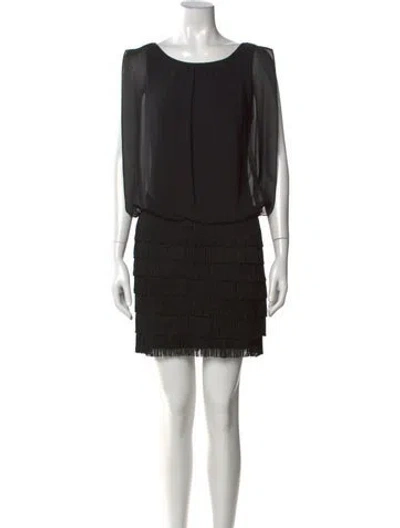 Pre-owned Aidan Mattox Scoop Neck Mini Dress In Black
