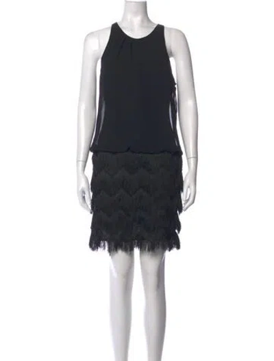 Pre-owned Aidan Mattox Scoop Neck Mini Dress In Black