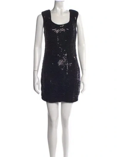 Pre-owned Aidan Mattox Scoop Neck Mini Dress In Black