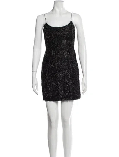 Pre-owned Aidan Mattox Scoop Neck Mini Dress In Blue/metallic