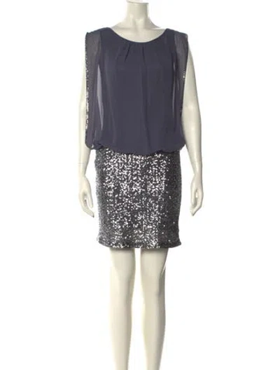 Pre-owned Aidan Mattox Scoop Neck Mini Dress In Gray