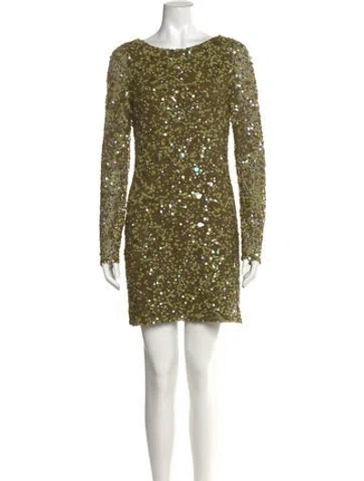 Pre-owned Aidan Mattox Scoop Neck Mini Dress In Green