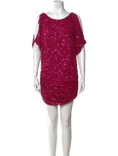 Pre-owned Aidan Mattox Scoop Neck Mini Dress In Pink